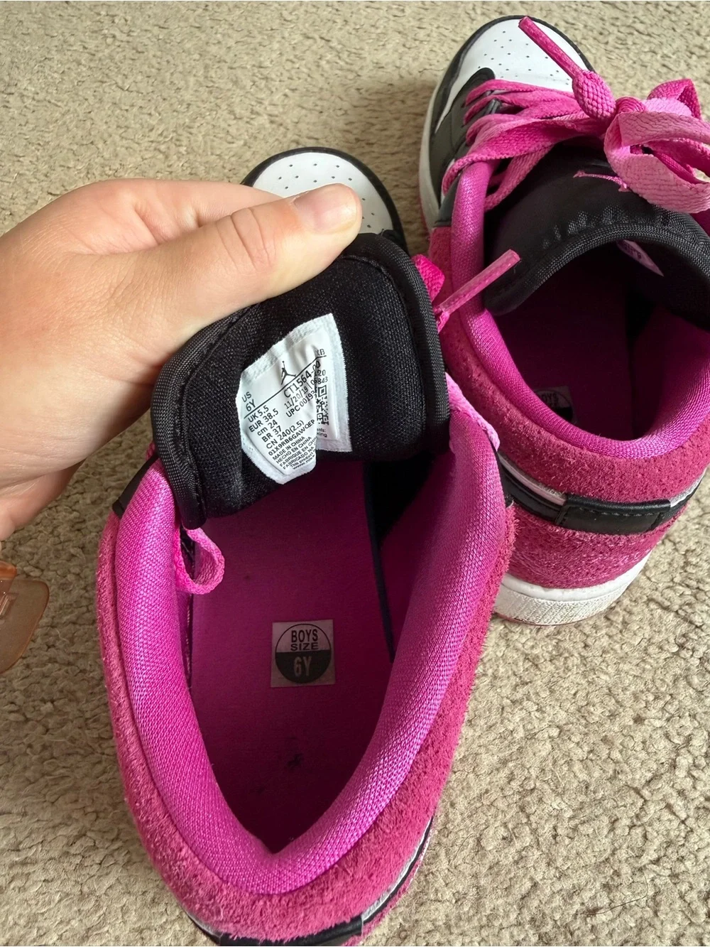 Jordan Low-Top Sneakers in White, Black & Pink